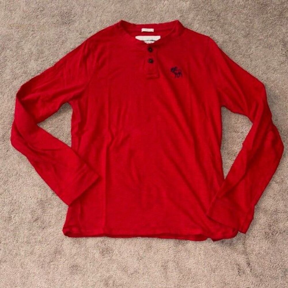 Abercrombie & Fitch Muscle Henley Shirt Mens Medium Embroidered Moose Streetwear